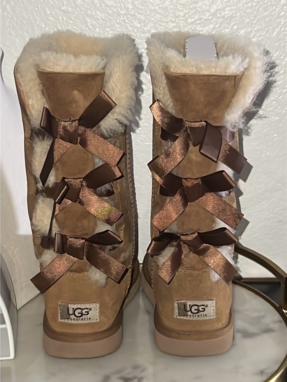 Kids UGG K Bailey Bow Tall boot chestnut tan  4Y